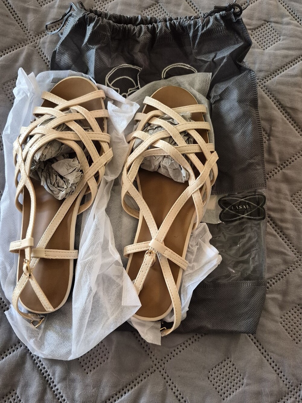 Women’s Beige Strappy Flat Sandals - Classic Summer Style